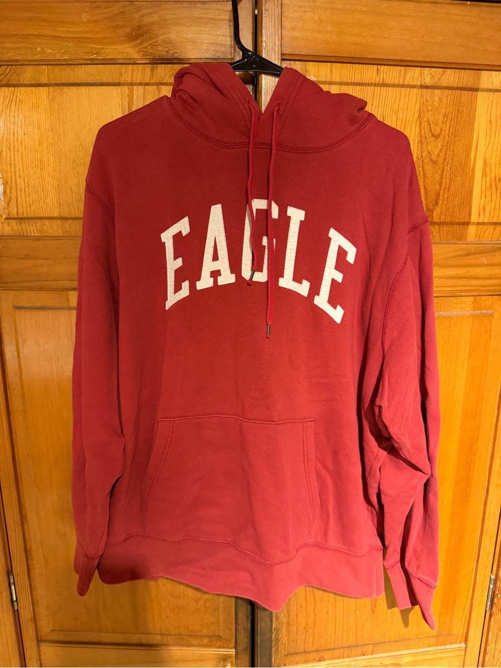 American Eagle Outfitters Crimson Pullover Hoodie with White EAGLE Print
